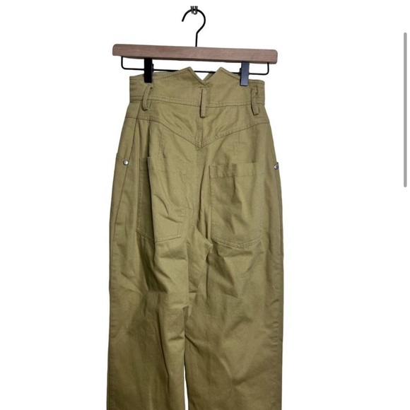 LAcademie Pants Womens XXS Beige Khaki Voletta Cropped High Waisted Paperbag - Picture 4 of 6